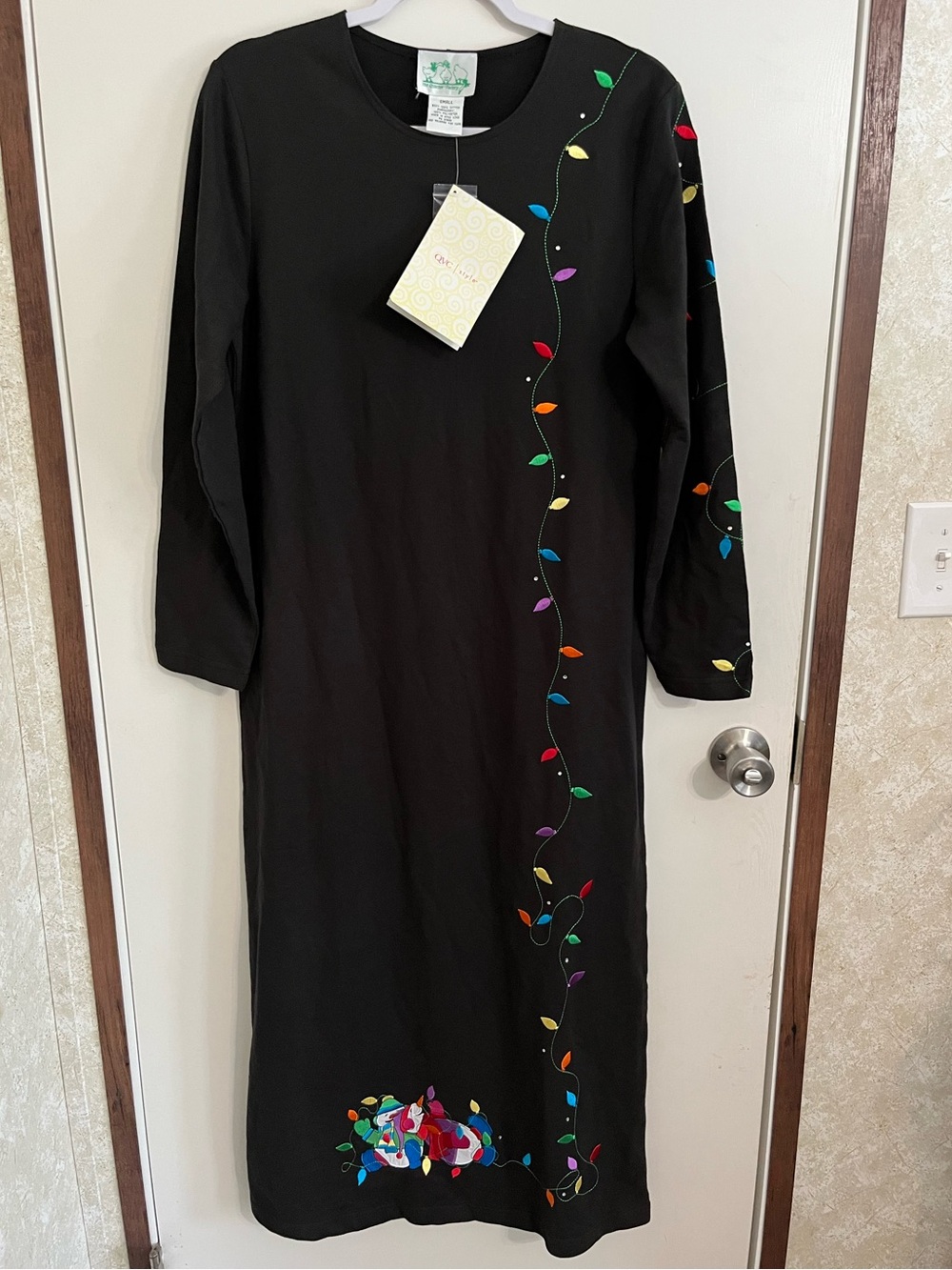 Vintage Quacker Factory Christmas Lights Snowman Cotton Maxi Dress Christmas